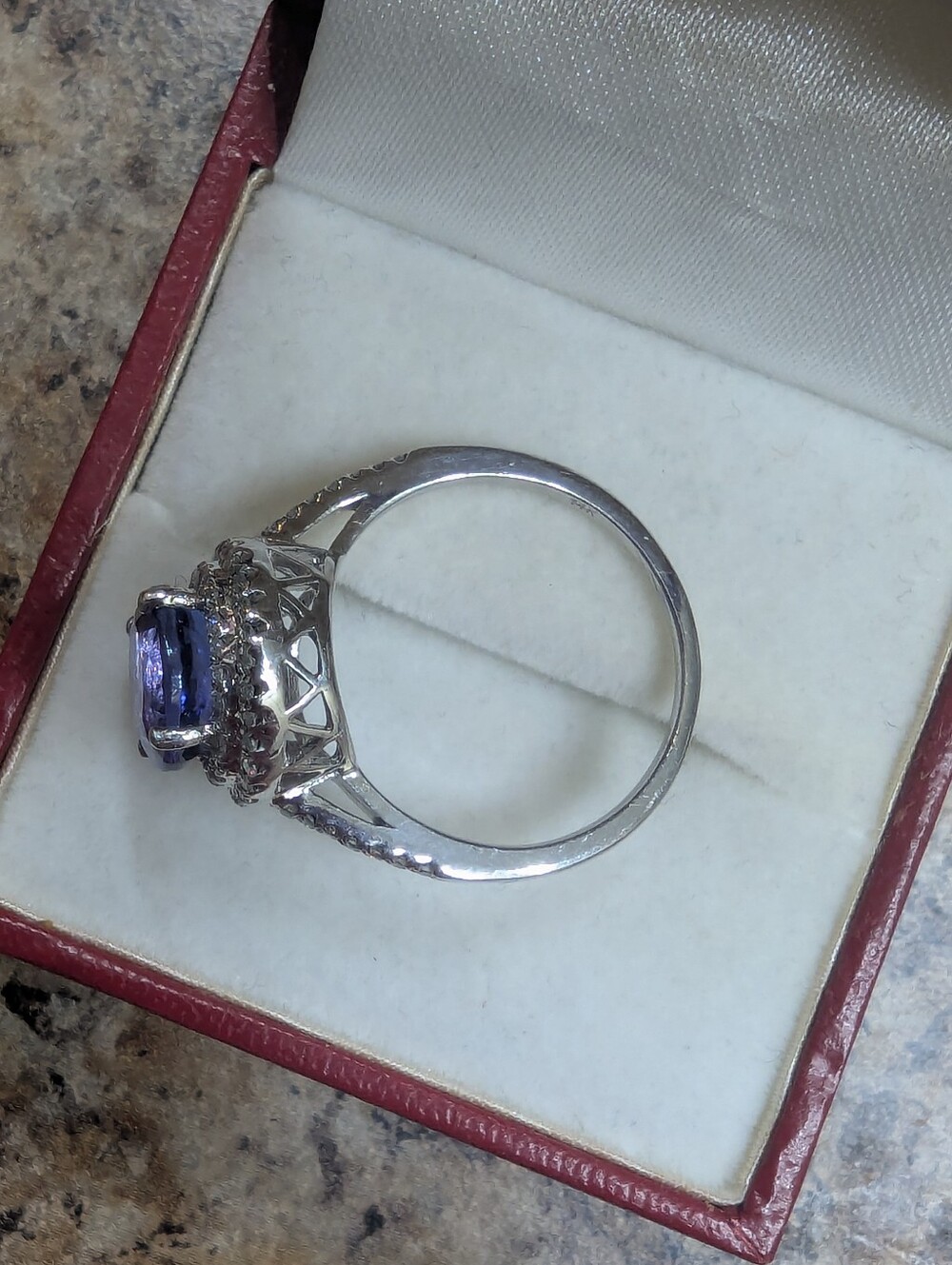 Elegant Blue Halo Tanzanite Diamond Cocktail Ring - Picture 5 of 10